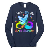 I Wear Blue For Autism Awareness Butterfly Infinity Rainbow  Long Sleeve Shirt