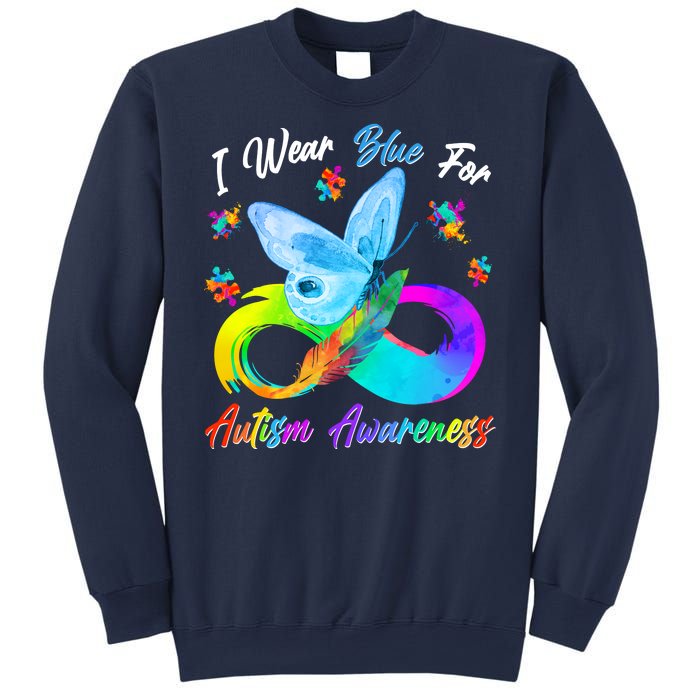 I Wear Blue For Autism Awareness Butterfly Infinity Rainbow  Sweatshirt