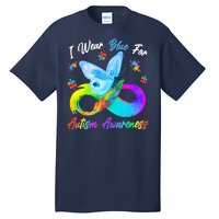 I Wear Blue For Autism Awareness Butterfly Infinity Rainbow  Tall T-Shirt