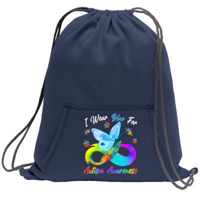 I Wear Blue For Autism Awareness Butterfly Infinity Rainbow  Sweatshirt Cinch Pack Bag