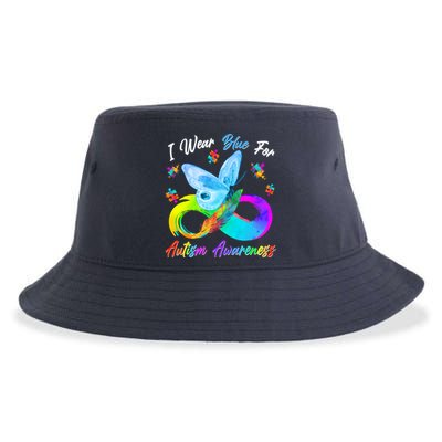I Wear Blue For Autism Awareness Butterfly Infinity Rainbow  Sustainable Bucket Hat
