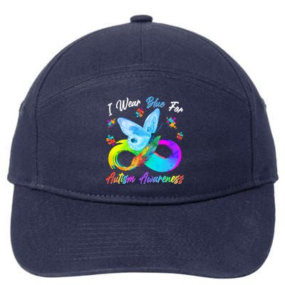 I Wear Blue For Autism Awareness Butterfly Infinity Rainbow  7-Panel Snapback Hat