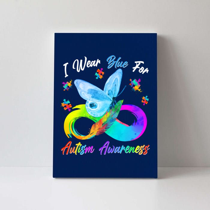 I Wear Blue For Autism Awareness Butterfly Infinity Rainbow  Canvas