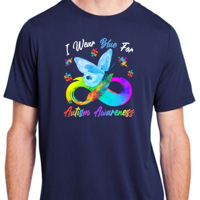 I Wear Blue For Autism Awareness Butterfly Infinity Rainbow  Adult ChromaSoft Performance T-Shirt