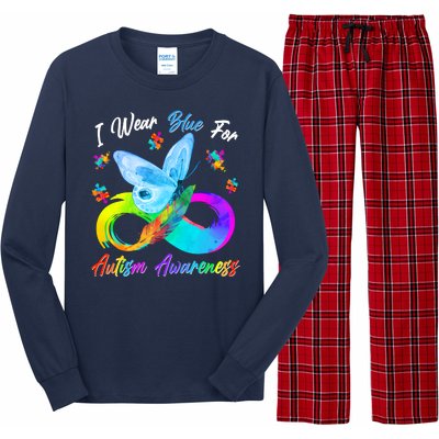 I Wear Blue For Autism Awareness Butterfly Infinity Rainbow  Long Sleeve Pajama Set