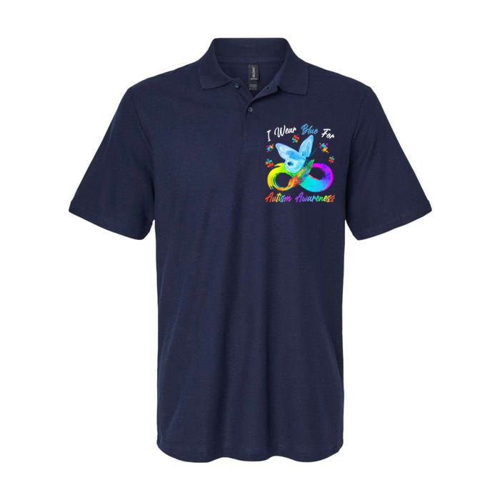 I Wear Blue For Autism Awareness Butterfly Infinity Rainbow  Softstyle Adult Sport Polo