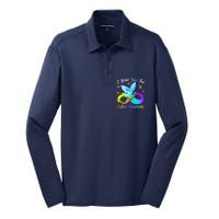 I Wear Blue For Autism Awareness Butterfly Infinity Rainbow  Silk Touch Performance Long Sleeve Polo