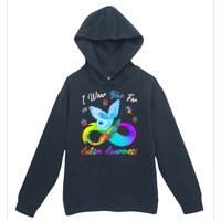 I Wear Blue For Autism Awareness Butterfly Infinity Rainbow  Urban Pullover Hoodie