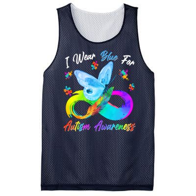 I Wear Blue For Autism Awareness Butterfly Infinity Rainbow  Mesh Reversible Basketball Jersey Tank