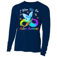 I Wear Blue For Autism Awareness Butterfly Infinity Rainbow  Cooling Performance Long Sleeve Crew