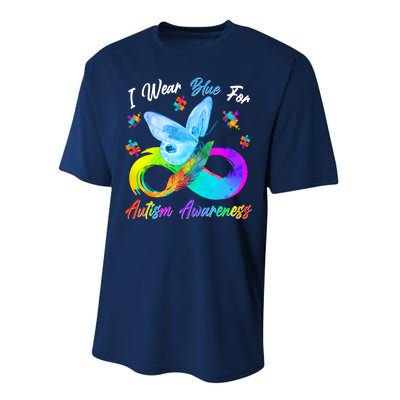 I Wear Blue For Autism Awareness Butterfly Infinity Rainbow  Performance Sprint T-Shirt