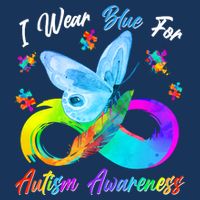 I Wear Blue For Autism Awareness Butterfly Infinity Rainbow  Baby Bodysuit