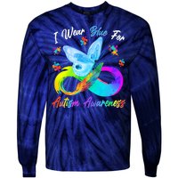 I Wear Blue For Autism Awareness Butterfly Infinity Rainbow  Tie-Dye Long Sleeve Shirt