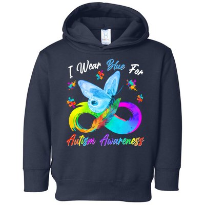 I Wear Blue For Autism Awareness Butterfly Infinity Rainbow  Toddler Hoodie