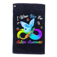 I Wear Blue For Autism Awareness Butterfly Infinity Rainbow  Platinum Collection Golf Towel