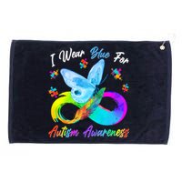 I Wear Blue For Autism Awareness Butterfly Infinity Rainbow  Grommeted Golf Towel