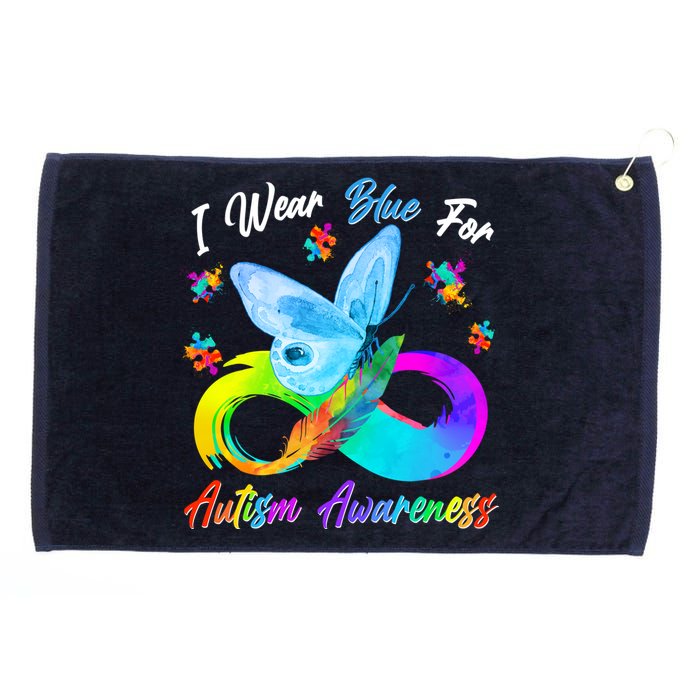 I Wear Blue For Autism Awareness Butterfly Infinity Rainbow  Grommeted Golf Towel