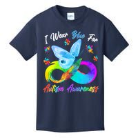 I Wear Blue For Autism Awareness Butterfly Infinity Rainbow  Kids T-Shirt