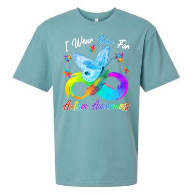 I Wear Blue For Autism Awareness Butterfly Infinity Rainbow  Sueded Cloud Jersey T-Shirt