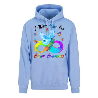 I Wear Blue For Autism Awareness Butterfly Infinity Rainbow  Unisex Surf Hoodie