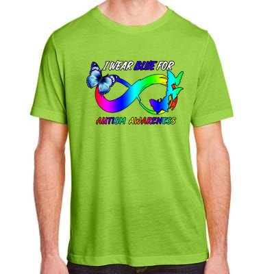 I Wear Blue For Autism Awareness Butterfly Ribbon Adult ChromaSoft Performance T-Shirt