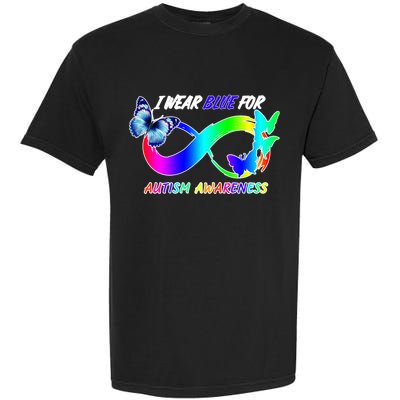 I Wear Blue For Autism Awareness Butterfly Ribbon Garment-Dyed Heavyweight T-Shirt