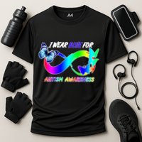 I Wear Blue For Autism Awareness Butterfly Ribbon Cooling Performance Crew T-Shirt