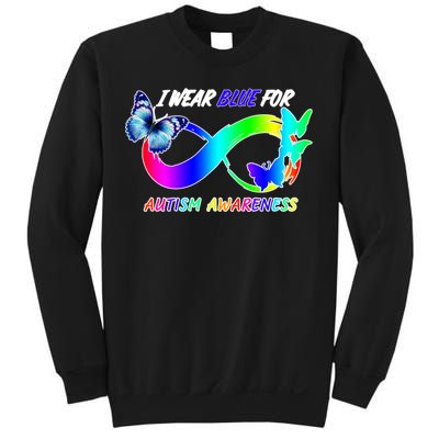 I Wear Blue For Autism Awareness Butterfly Ribbon Sweatshirt