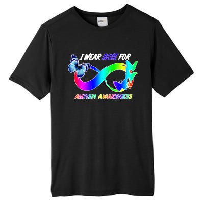 I Wear Blue For Autism Awareness Butterfly Ribbon Tall Fusion ChromaSoft Performance T-Shirt