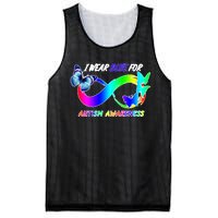 I Wear Blue For Autism Awareness Butterfly Ribbon Mesh Reversible Basketball Jersey Tank