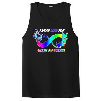 I Wear Blue For Autism Awareness Butterfly Ribbon PosiCharge Competitor Tank