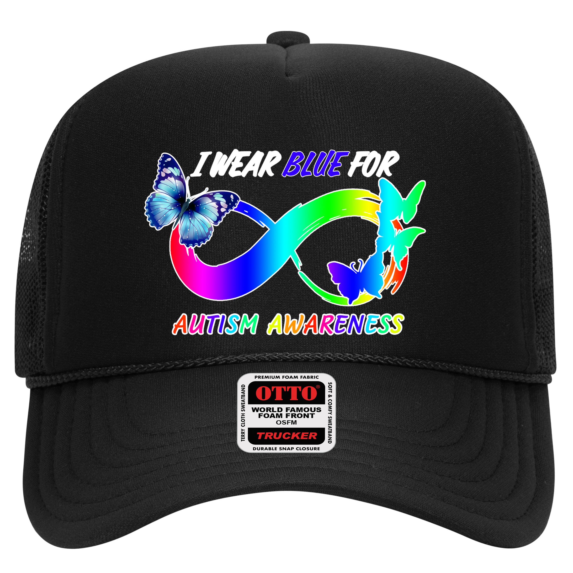 I Wear Blue For Autism Awareness Butterfly Ribbon Hat
