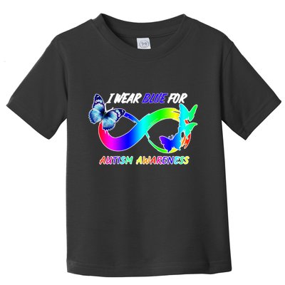 I Wear Blue For Autism Awareness Butterfly Ribbon Toddler T-Shirt