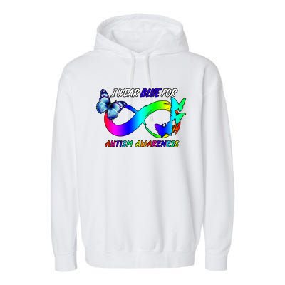 I Wear Blue For Autism Awareness Butterfly Ribbon Garment-Dyed Fleece Hoodie