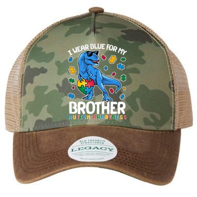 I Wear Blue For My Brother Autism Awareness T-Rex Dinosaur Legacy Tie Dye Trucker Hat