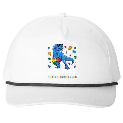 I Wear Blue For My Brother Autism Awareness T-Rex Dinosaur Snapback Five-Panel Rope Hat