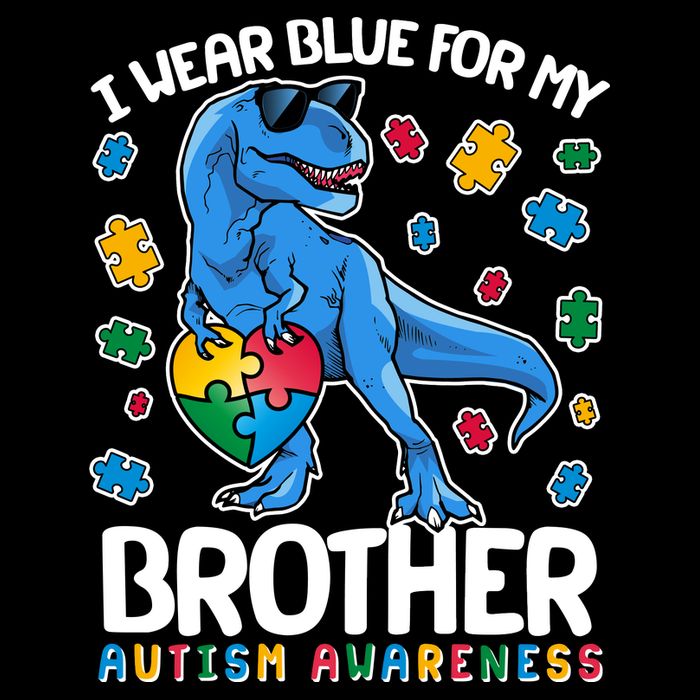 I Wear Blue For My Brother Autism Awareness T-Rex Dinosaur Bucket Hat