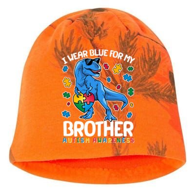 I Wear Blue For My Brother Autism Awareness T-Rex Dinosaur Kati - Camo Knit Beanie