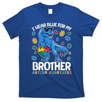 I Wear Blue For My Brother Autism Awareness T-Rex Dinosaur T-Shirt