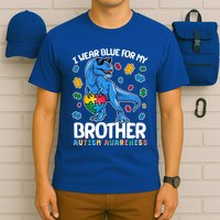 I Wear Blue For My Brother Autism Awareness T-Rex Dinosaur T-Shirt