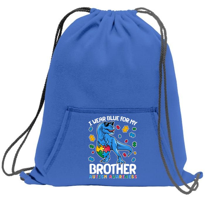 I Wear Blue For My Brother Autism Awareness T-Rex Dinosaur Sweatshirt Cinch Pack Bag