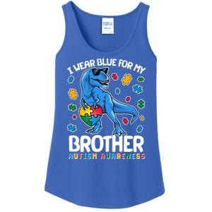 I Wear Blue For My Brother Autism Awareness T-Rex Dinosaur Ladies Essential Tank