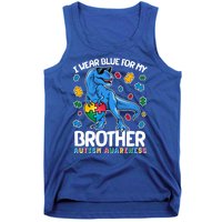 I Wear Blue For My Brother Autism Awareness T-Rex Dinosaur Tank Top