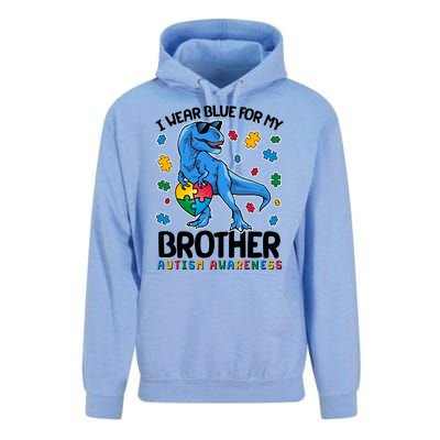 I Wear Blue For My Brother Autism Awareness T-Rex Dinosaur Unisex Surf Hoodie