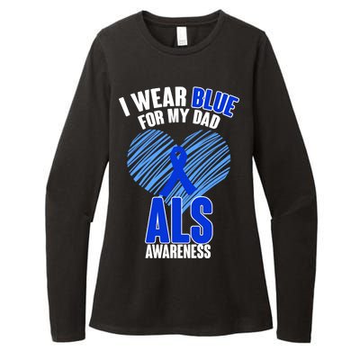 I Wear Blue For My Dad ALS Awareness Womens CVC Long Sleeve Shirt