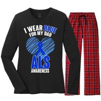 I Wear Blue For My Dad ALS Awareness Women's Long Sleeve Flannel Pajama Set 