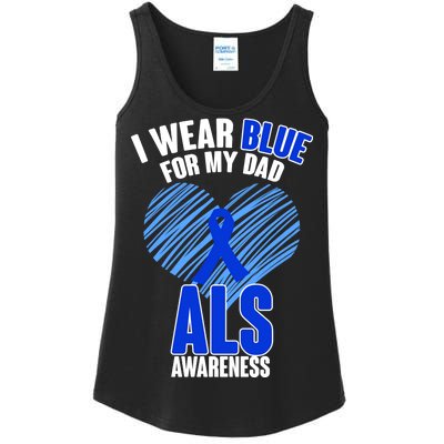 I Wear Blue For My Dad ALS Awareness Ladies Essential Tank