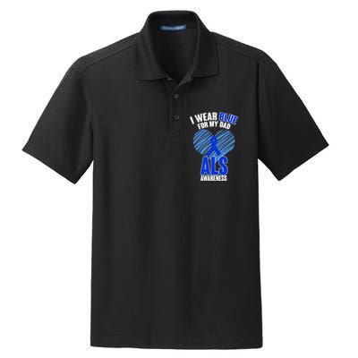 I Wear Blue For My Dad ALS Awareness Dry Zone Grid Polo