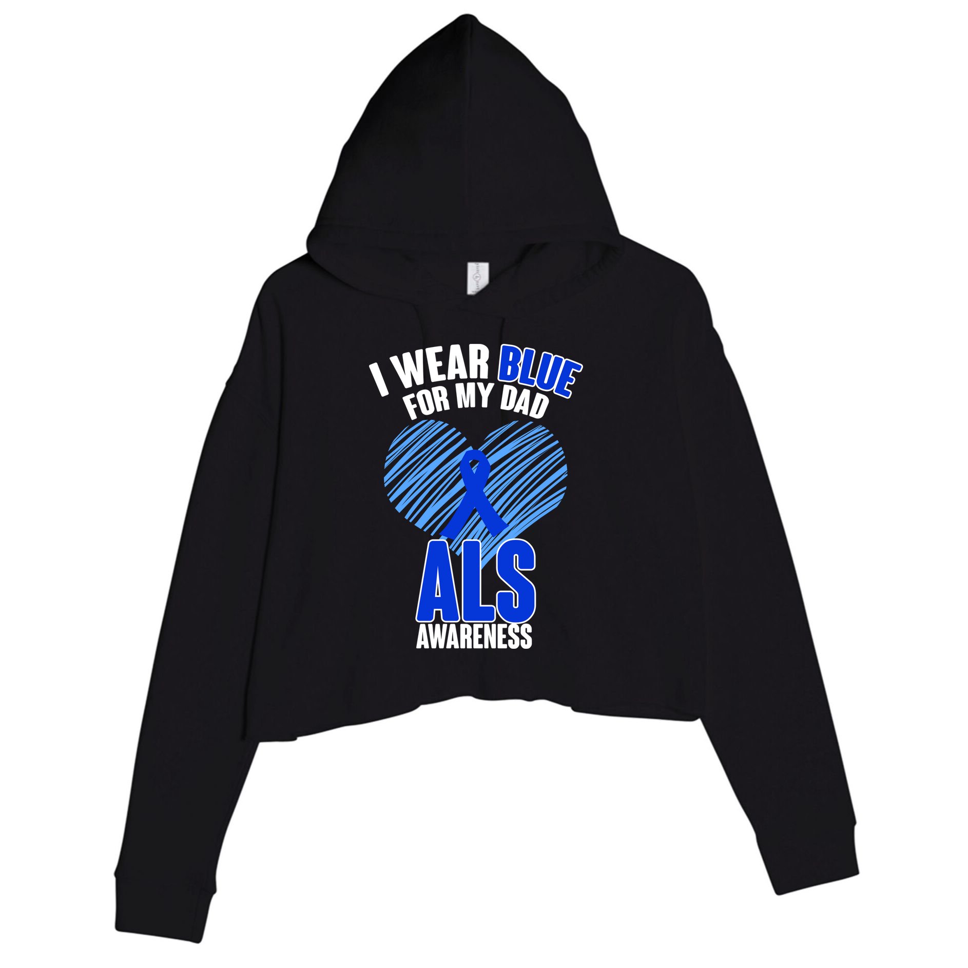 I Wear Blue For My Dad ALS Awareness Crop Fleece Hoodie