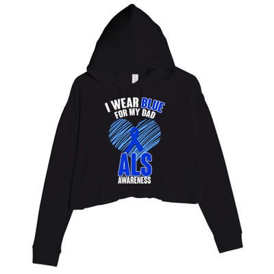 I Wear Blue For My Dad ALS Awareness Crop Fleece Hoodie